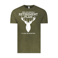 Vintage Olive Hunting Retirement Plan Funny Elk Deer Retired Hunter Gift Vintage Tee - longCreatives