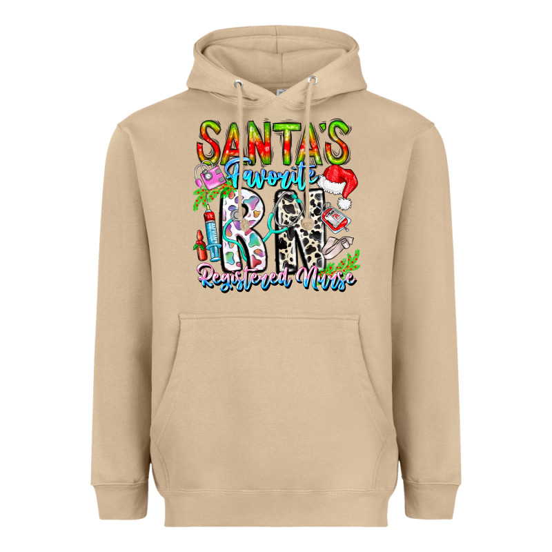 Santa's Favorite Rn Registered Nurse Heavyweight Hoodie by CowhideDigitalArt | Teevron