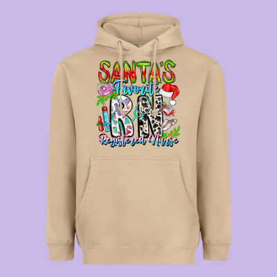 Santa's Favorite Rn Registered Nurse Heavyweight Hoodie Designed By Cowhidedigitalart