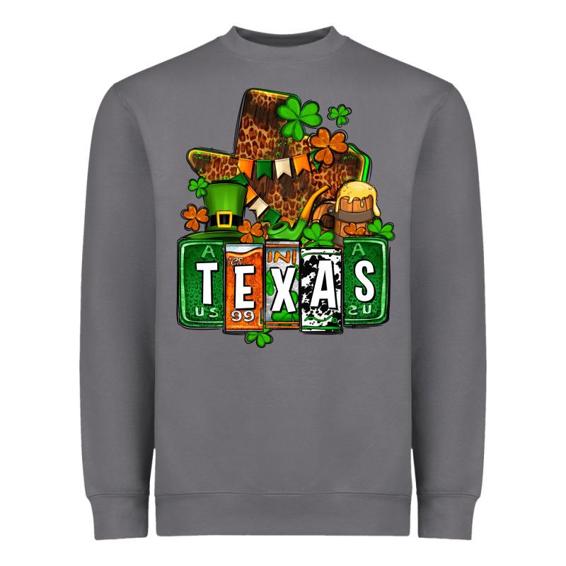 St. Patrick's Texas Map Heavyweight Sweatshirt by OliviaCreatesArt | Teevron