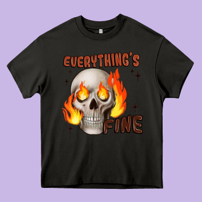 Everythings Fine Heavy Core Tee Designed By Jahusdesignshop