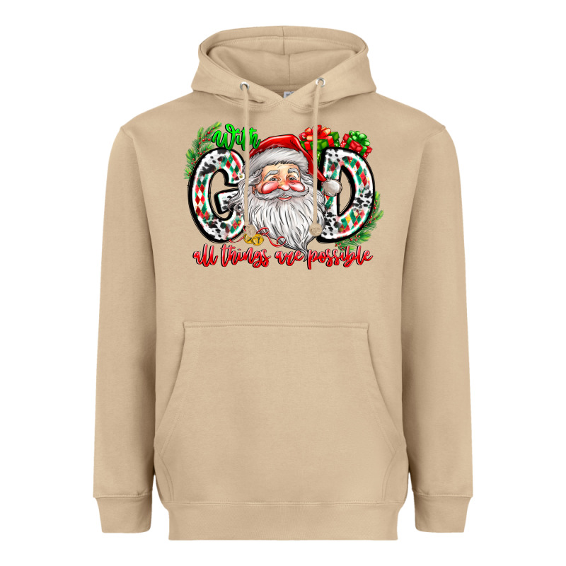 With God All Things Are Possible Santa Heavyweight Hoodie by CowhideDigitalArt | Teevron