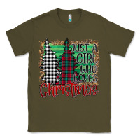 Army Green Womens Just a Girl Who Loves Christmas Funny Classic Tee - Bettercallsaul