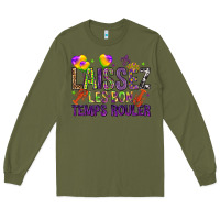 Army Green Loissez les bon temps rouler with balloon Long Sleeve Tee - HowdyJamesFarm