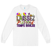 White Loissez les bon temps rouler with balloon Long Sleeve Tee - HowdyJamesFarm