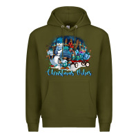 Army Green christmas vibes Premium Hoodie - FaDigitalArtStudio