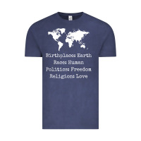 Vintage Denim birthplace earth race human politics freedom religion love t shirt Vintage Tee - longCreatives