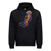 Black light purple jellyfish and floral Urban Hoodie - BarkalooDesign