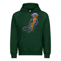 Forest Green light purple jellyfish and floral Urban Hoodie - BarkalooDesign