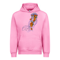 Fuchsia Pink light purple jellyfish and floral Urban Hoodie - BarkalooDesign