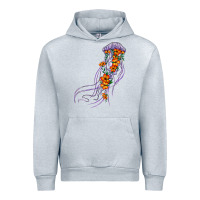 Heather Grey light purple jellyfish and floral Urban Hoodie - BarkalooDesign