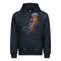 Navy light purple jellyfish and floral Urban Hoodie - BarkalooDesign
