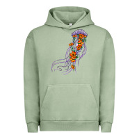 Pigment Oil Green light purple jellyfish and floral Urban Hoodie - BarkalooDesign