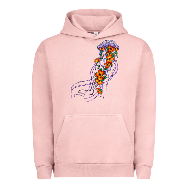 Light Purple Jellyfish And Floral Urban Hoodie by BarkalooDesign | Teevron