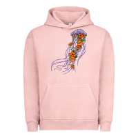 Pigment Salmon light purple jellyfish and floral Urban Hoodie - BarkalooDesign