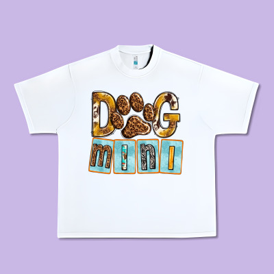 Dog Mini With Paw Urban Heavy Tee Designed By Texasbilliewilder