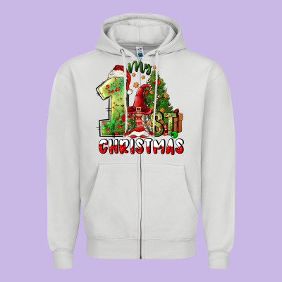 First Christmas Zipper Hoodie Designed By Fadigitalartstudio