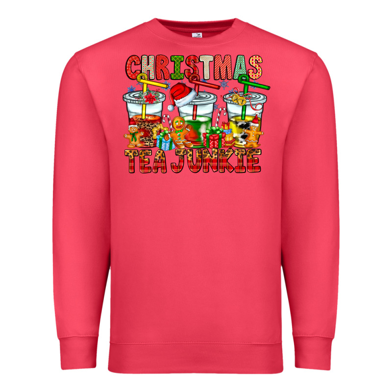 Christmas Tea Junkie Premium Sweatshirt by CowhideDigitalArt | Teevron
