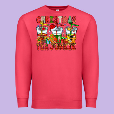 Christmas Tea Junkie Premium Sweatshirt Designed By Cowhidedigitalart