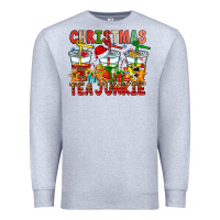 Heather Grey Christmas tea junkie Premium Sweatshirt - CowhideDigitalArt
