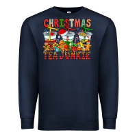 Navy Christmas tea junkie Premium Sweatshirt - CowhideDigitalArt