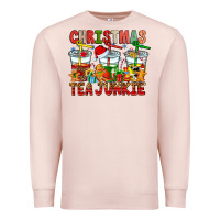 Pale Pink Christmas tea junkie Premium Sweatshirt - CowhideDigitalArt
