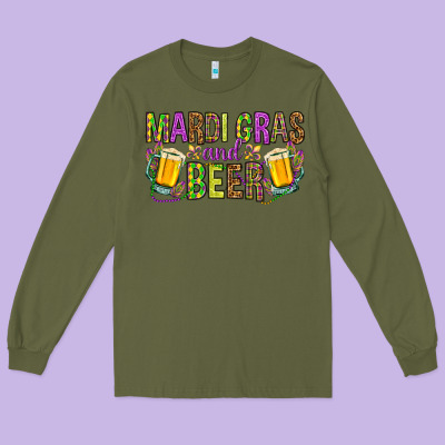 Mardi Gras And Beer Long Sleeve Tee Designed By Howdyjamesfarm