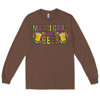 Chestnut Mardi Gras and beer Long Sleeve Tee - HowdyJamesFarm