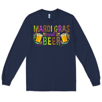 Navy Mardi Gras and beer Long Sleeve Tee - HowdyJamesFarm