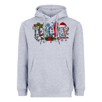 Heather Grey Teacher Christmas Heavyweight Hoodie - CowhideDigitalArt