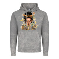 Cloud Rock Black Hair Believe Praying Caucasian Messy Bun Vintage Hoodie - texasbilliewilder