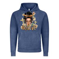 Vintage Denim Black Hair Believe Praying Caucasian Messy Bun Vintage Hoodie - texasbilliewilder