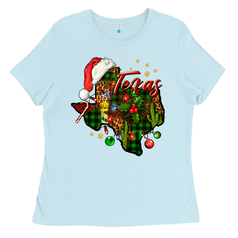 Christmas Texas Map Ladies Tee by NancyCooperArtShop | Teevron