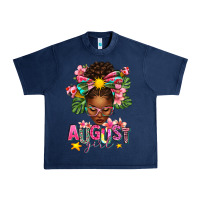 Navy August Girl Afro Woman Summer Urban Heavy Tee - texasbilliewilder