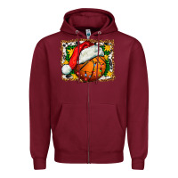 Burgundy basketball christmas Zipper Hoodie - FaDigitalArtStudio