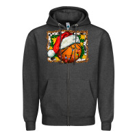 Charcoal Heather basketball christmas Zipper Hoodie - FaDigitalArtStudio