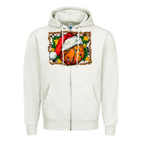 Oatmeal Heather basketball christmas Zipper Hoodie - FaDigitalArtStudio