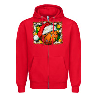 Red basketball christmas Zipper Hoodie - FaDigitalArtStudio