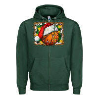 Sports Green basketball christmas Zipper Hoodie - FaDigitalArtStudio