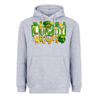 Heather Grey Lucky Vibes Heavyweight Hoodie - CowhideDigitalArt