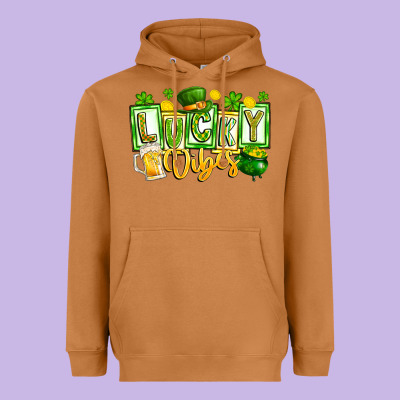 Lucky Vibes Heavyweight Hoodie Designed By Cowhidedigitalart