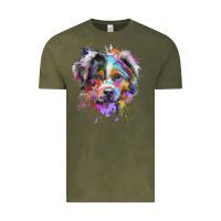 Vintage Olive Splash Art Australian Shepherd   Aussie Lover Gifts Vintage Tee - longCreatives
