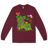 Burgundy Louisiana Map Mardi Gras Long Sleeve Tee - HowdyJamesFarm