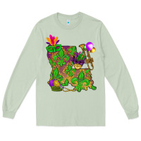 Matcha Louisiana Map Mardi Gras Long Sleeve Tee - HowdyJamesFarm