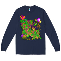 Navy Louisiana Map Mardi Gras Long Sleeve Tee - HowdyJamesFarm