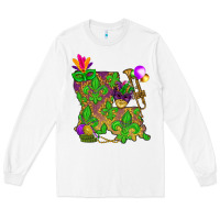 White Louisiana Map Mardi Gras Long Sleeve Tee - HowdyJamesFarm