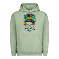 Pigment Oil Green nona life messy bun Urban Hoodie - BarkalooDesign