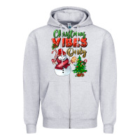 Heather Grey christmas vibes only Zipper Hoodie - BundleAndBundleShop