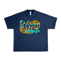 Navy Blessed Mama Urban Heavy Tee - texasbilliewilder