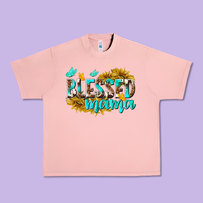 Blessed Mama Urban Heavy Tee Designed By Texasbilliewilder
